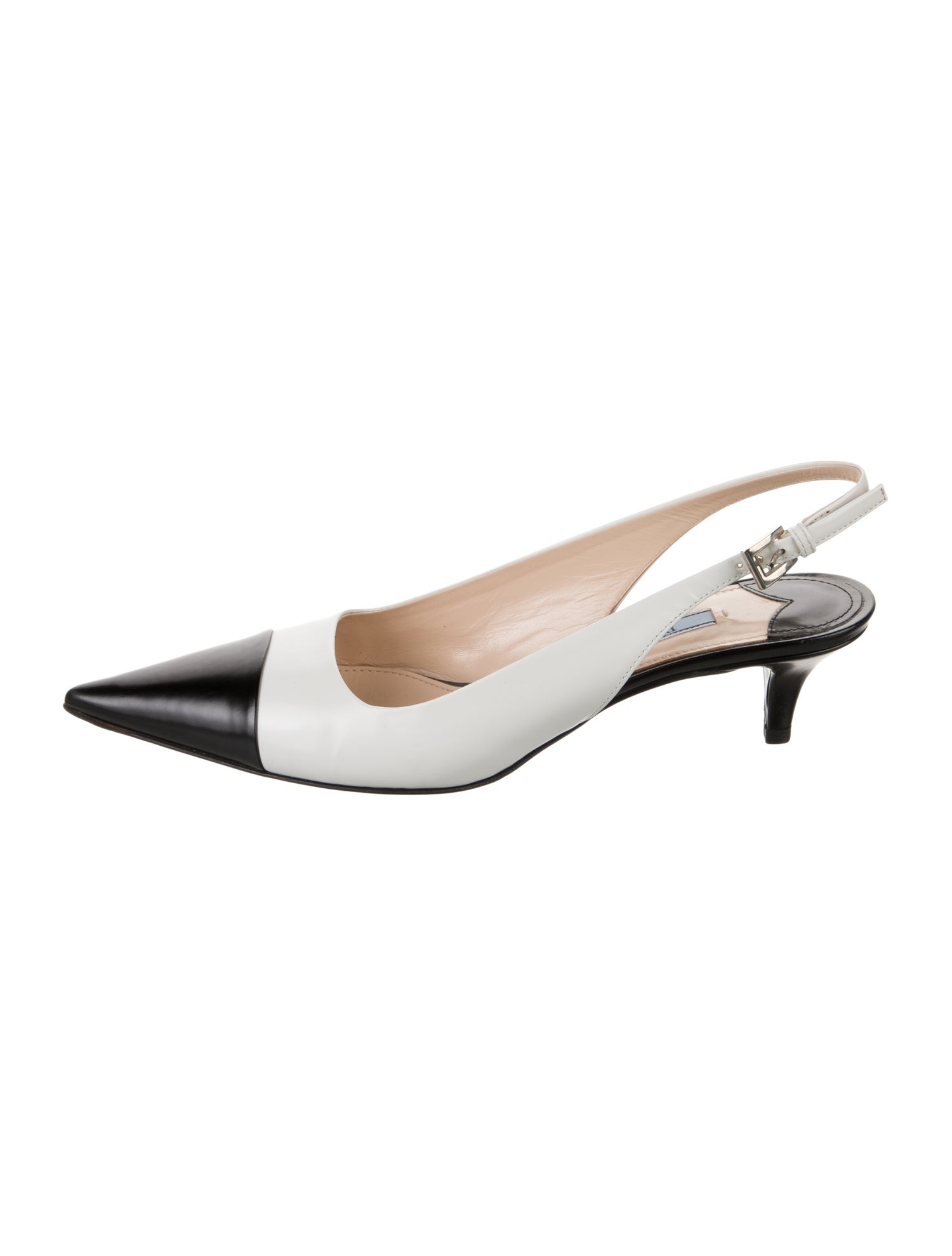 Prada Leather Colorblock Pattern Slingback Pumps