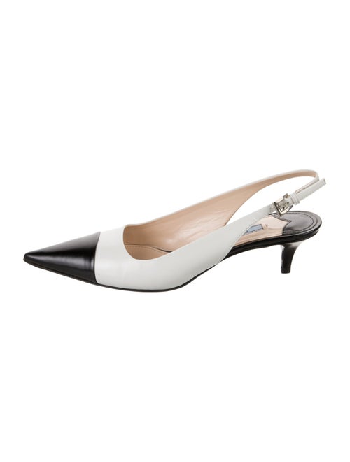 Prada Leather Colorblock Pattern Slingback Pumps