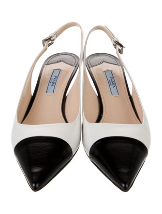 Prada Leather Colorblock Pattern Slingback Pumps