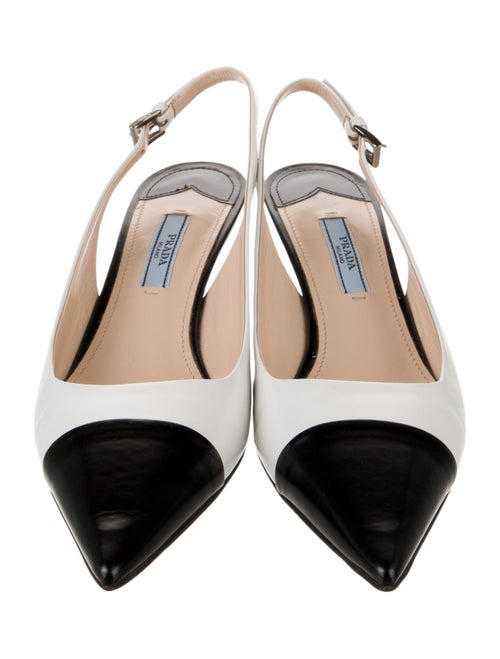 Prada Leather Colorblock Pattern Slingback Pumps