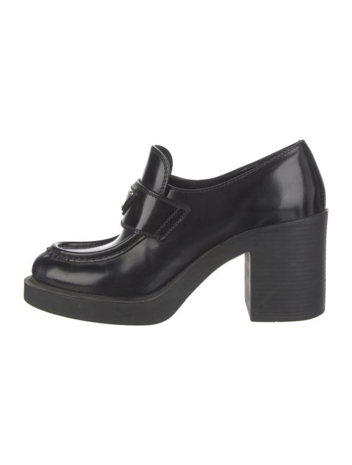 Prada Enameled Metal Triangle Patent Leather Pumps