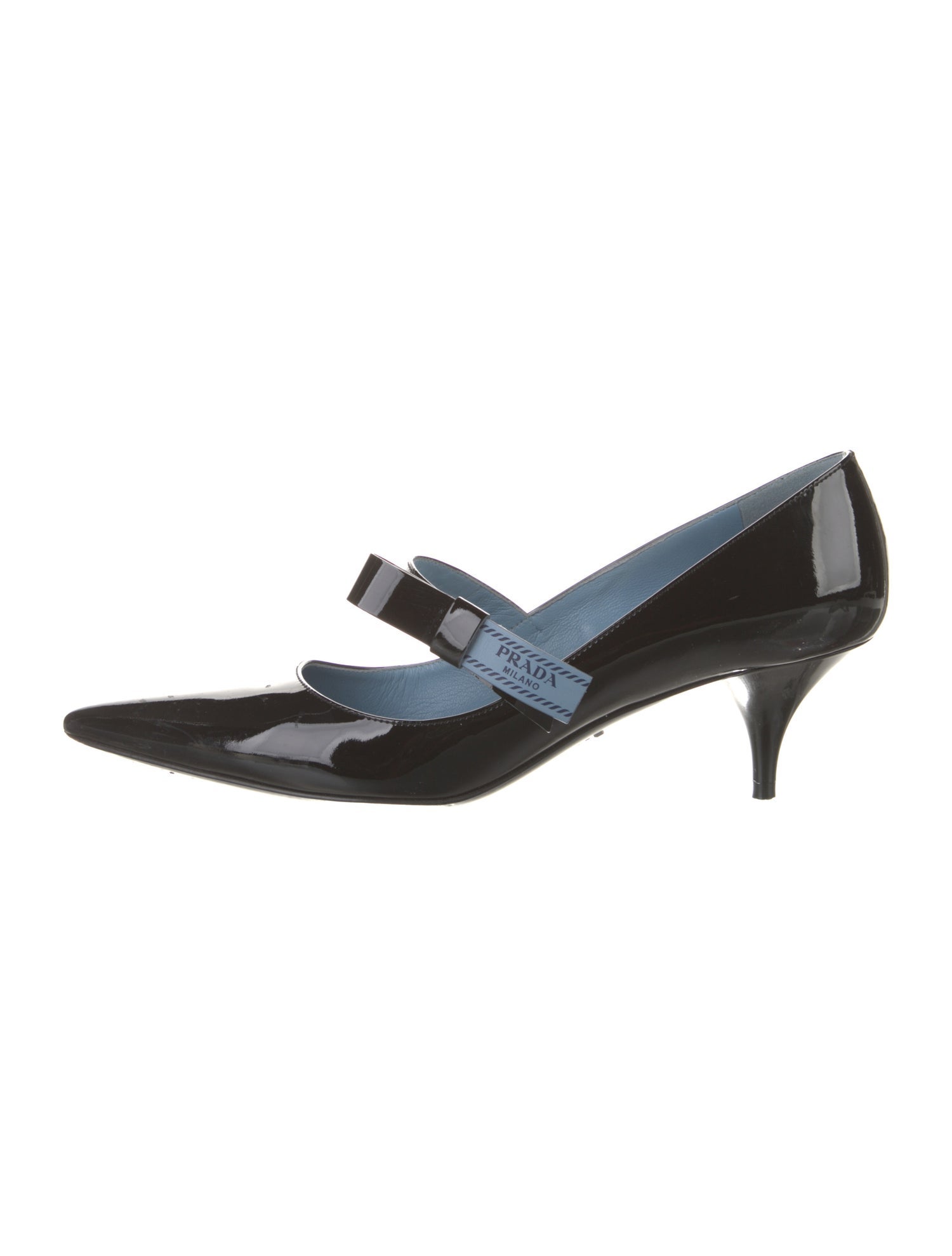 Prada Patent Leather Bow Accents D'Orsay Pumps