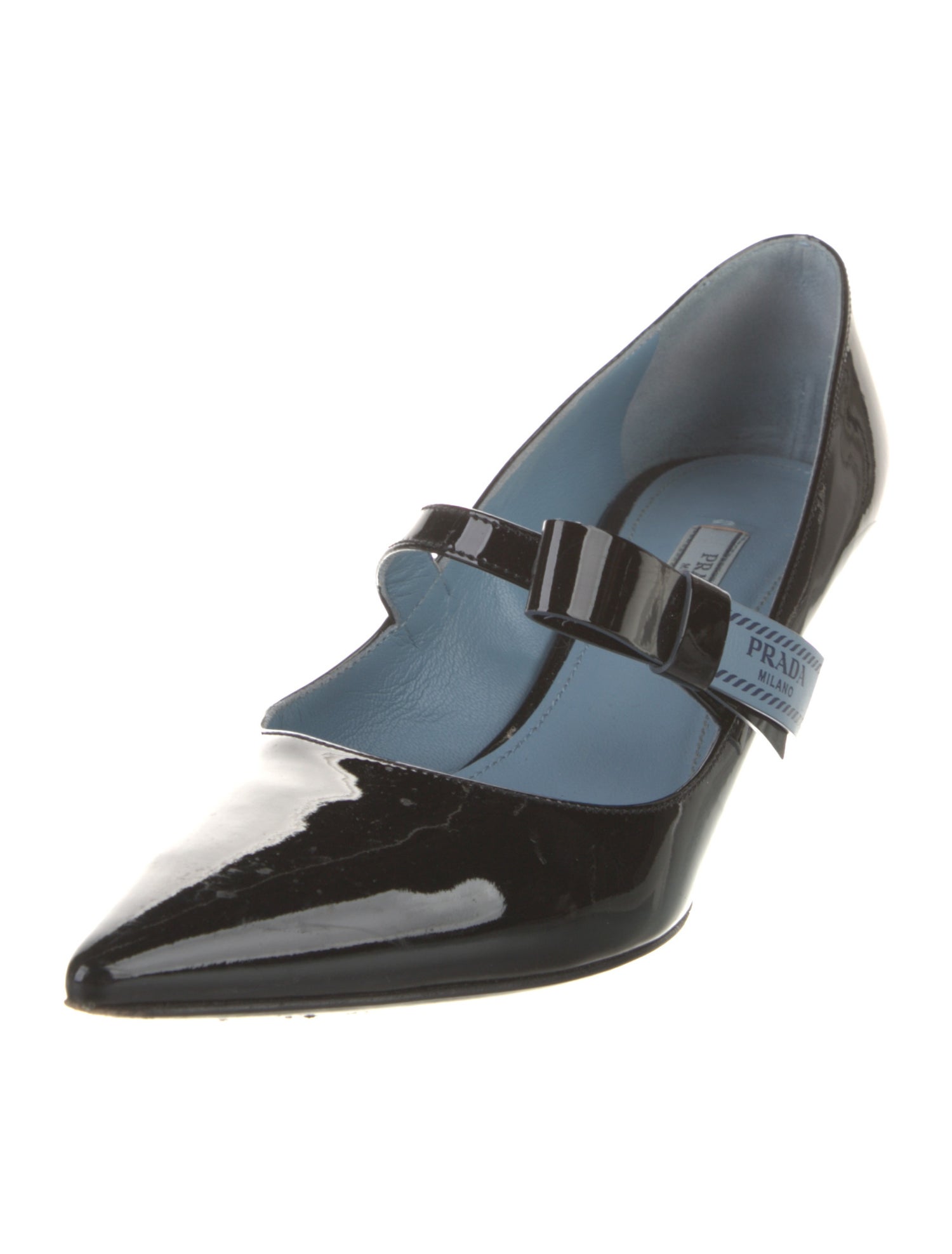 Prada Patent Leather Bow Accents D'Orsay Pumps