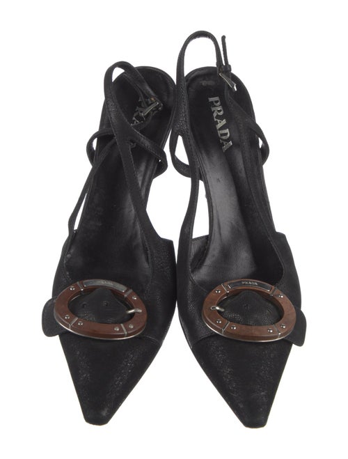 Prada Suede Studded Accents Slingback Pumps
