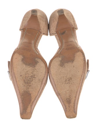 Prada Suede Whipstitch Trim D'Orsay Pumps