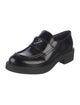 Prada Enameled Metal Triangle Leather Oxfords