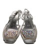 Prada Leather Crystal Embellishments Slingback Sandals