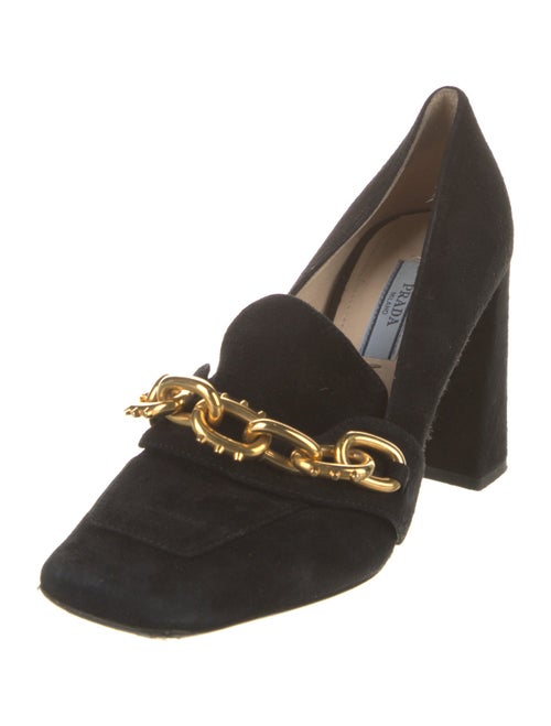 Prada Suede Chain-Link Accents Pumps