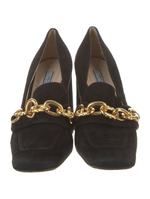 Prada Suede Chain-Link Accents Pumps