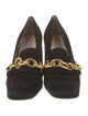 Prada Suede Chain-Link Accents Pumps