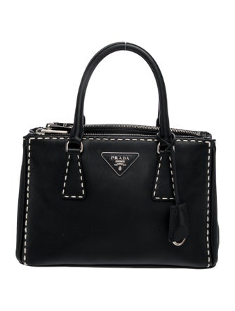 Prada Enameled Metal Triangle Galleria Double Zip Mini