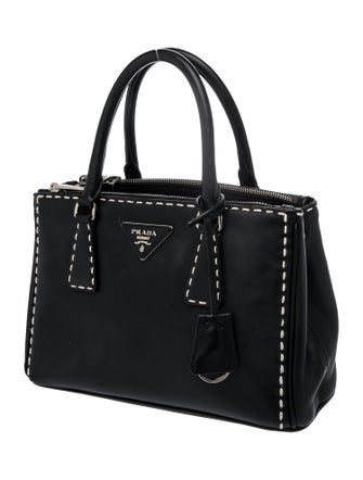 Prada Enameled Metal Triangle Galleria Double Zip Mini