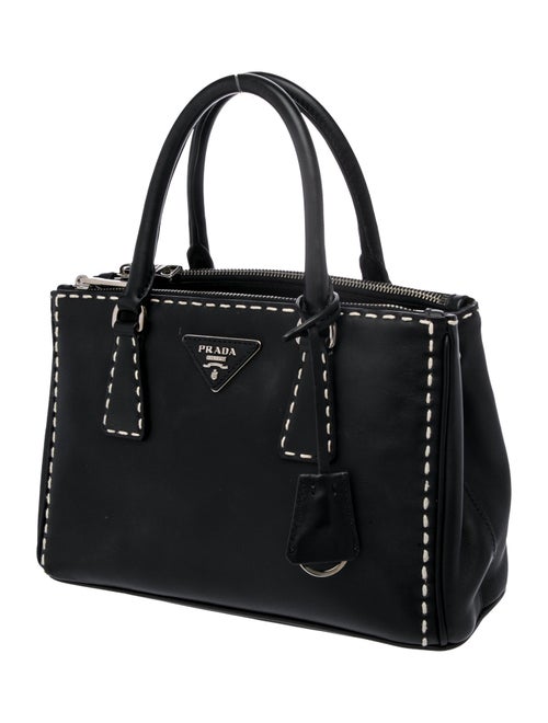 Prada Enameled Metal Triangle Galleria Double Zip Mini
