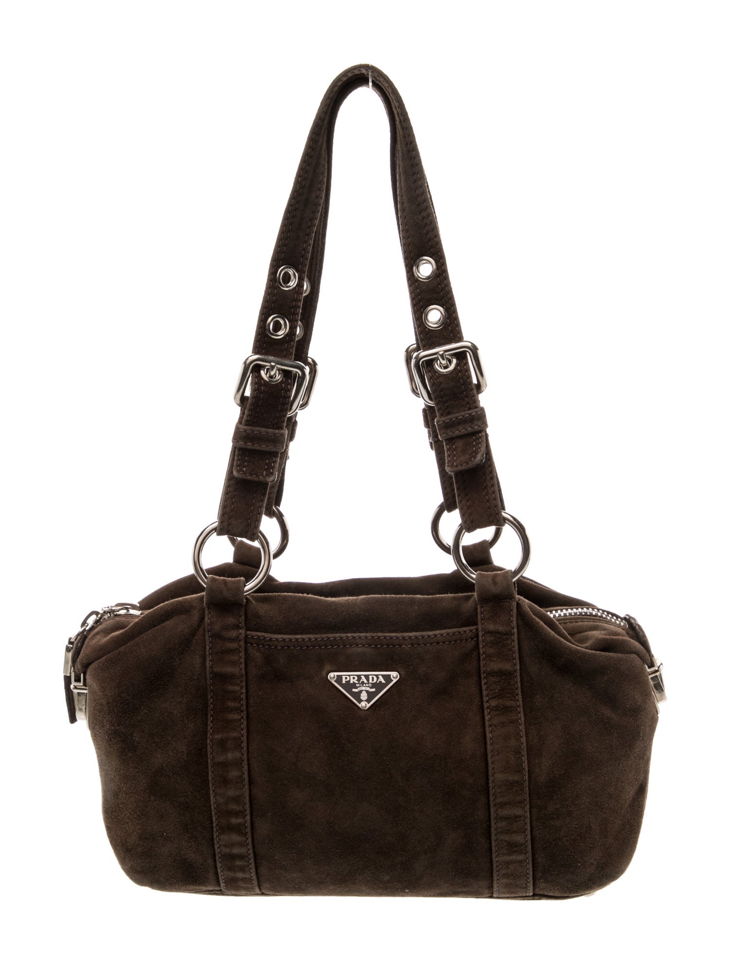 Prada Enameled Metal Triangle Hobo