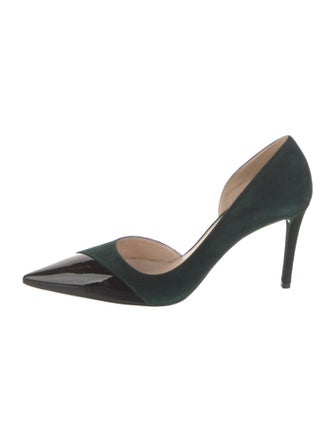 Prada Suede Leather Trim Embellishment D'Orsay Pumps