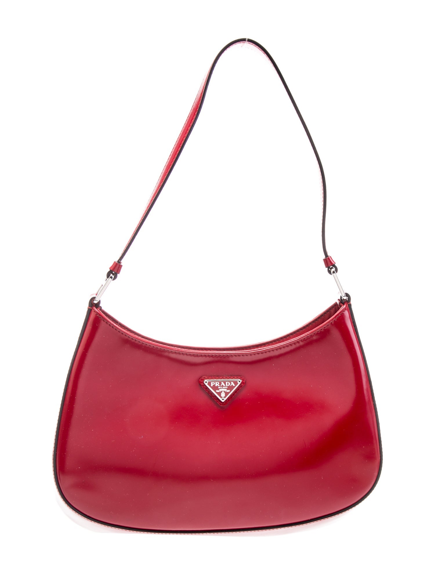 Prada Enameled Metal Triangle Cleo