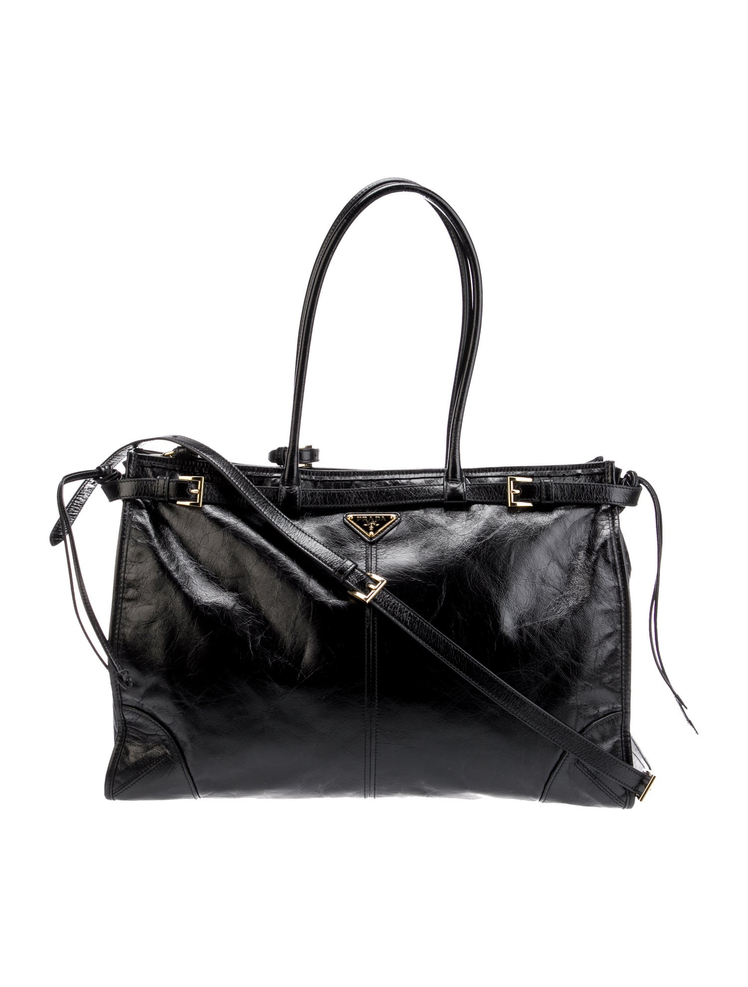 Prada Enameled Metal Triangle Bonnie Large