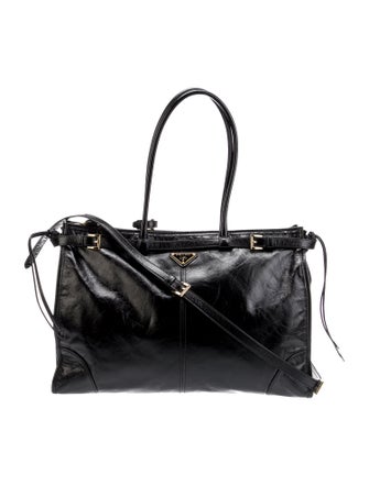 Prada Enameled Metal Triangle Bonnie Large