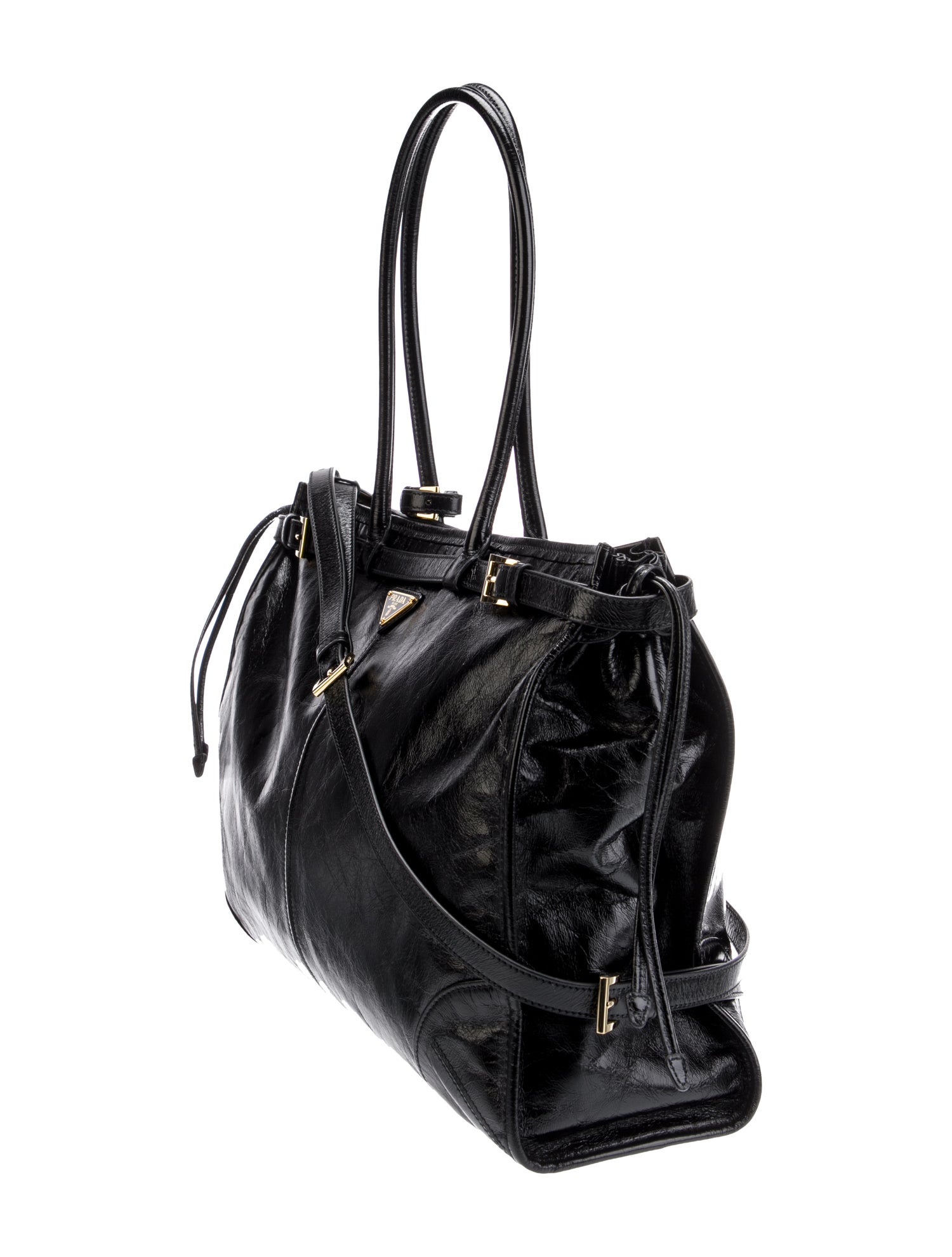 Prada Enameled Metal Triangle Bonnie Large