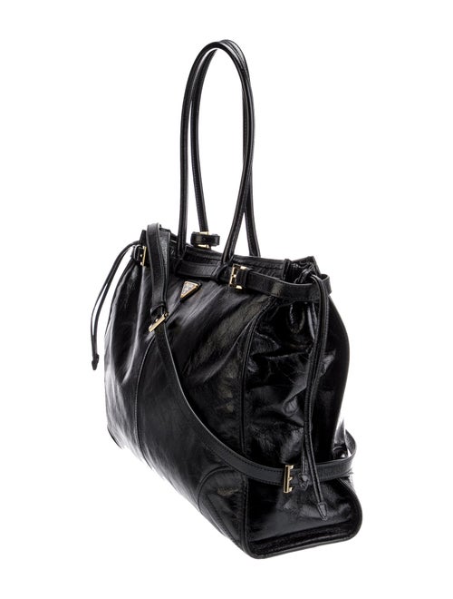 Prada Enameled Metal Triangle Bonnie Large