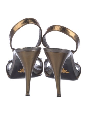 Prada Leather Studded Accents Slingback Sandals