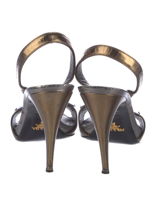 Prada Leather Studded Accents Slingback Sandals