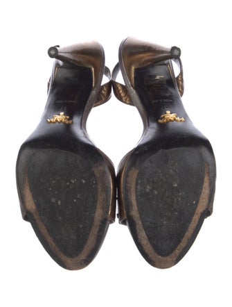 Prada Leather Studded Accents Slingback Sandals