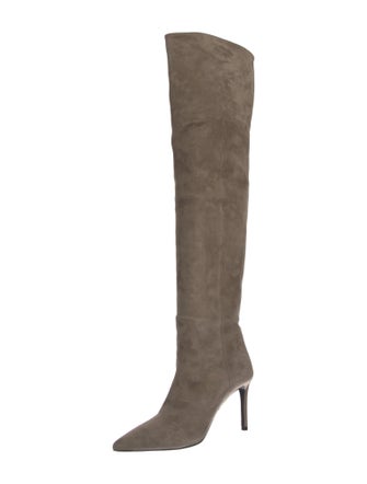 Prada Suede Leather Trim Embellishment Boots