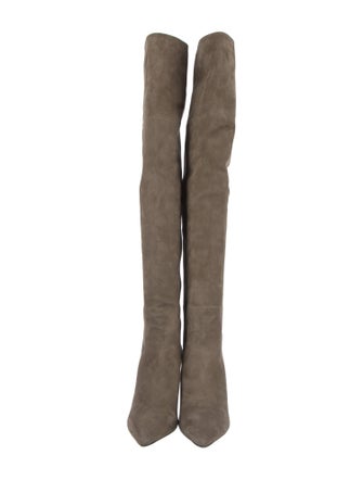 Prada Suede Leather Trim Embellishment Boots