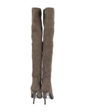 Prada Suede Leather Trim Embellishment Boots