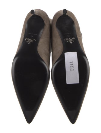 Prada Suede Leather Trim Embellishment Boots