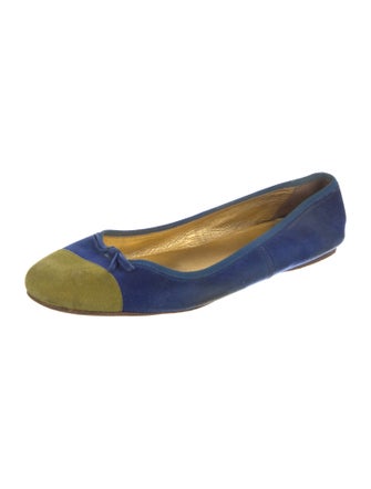 Prada Suede Colorblock Pattern Ballet Flats