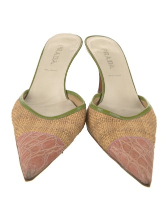 Prada Leather Colorblock Pattern Mules