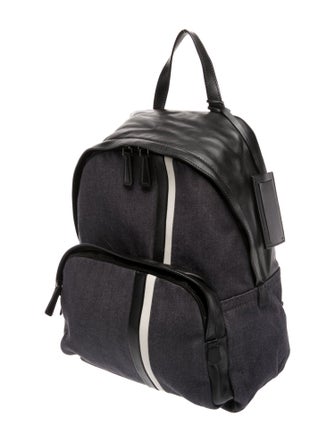 Prada Enameled Metal Triangle Tessuto Denim