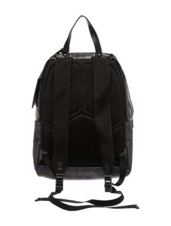 Prada Enameled Metal Triangle Tessuto Denim