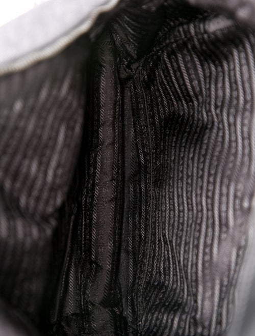 Prada Enameled Metal Triangle Tessuto Denim