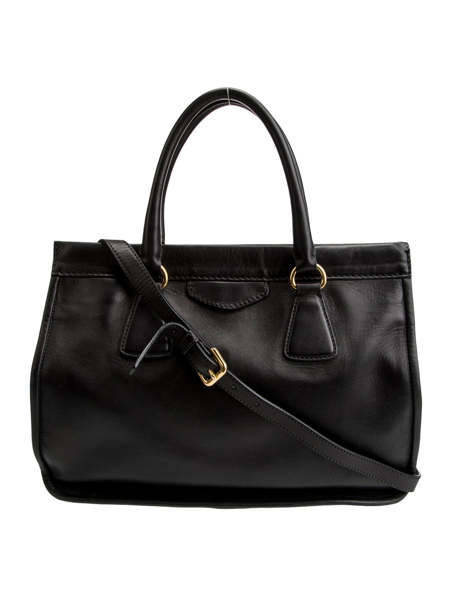 Prada Enameled Metal Triangle Top Handle Bag