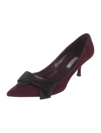 Prada Suede Bow Accents Pumps