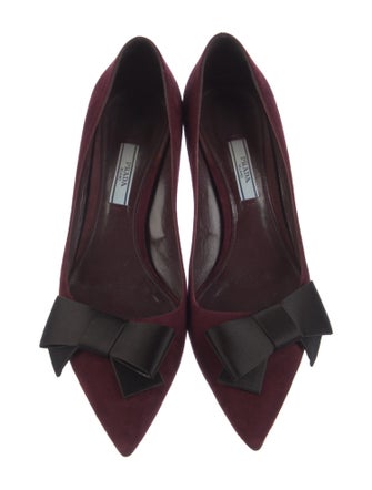 Prada Suede Bow Accents Pumps