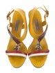 Prada Leather Chain-Link Accents T-Strap Sandals