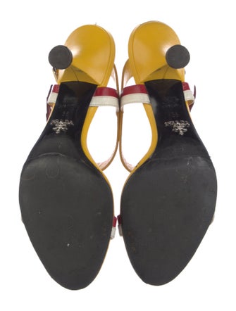 Prada Leather Chain-Link Accents T-Strap Sandals