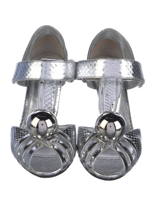 Prada Snakeskin T-Strap Sandals