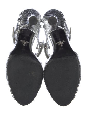 Prada Snakeskin T-Strap Sandals