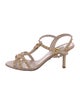 Prada Patent Leather Studded Accents T-Strap Sandals
