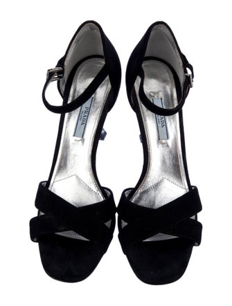 Prada Suede Crystal Embellishments Sandals