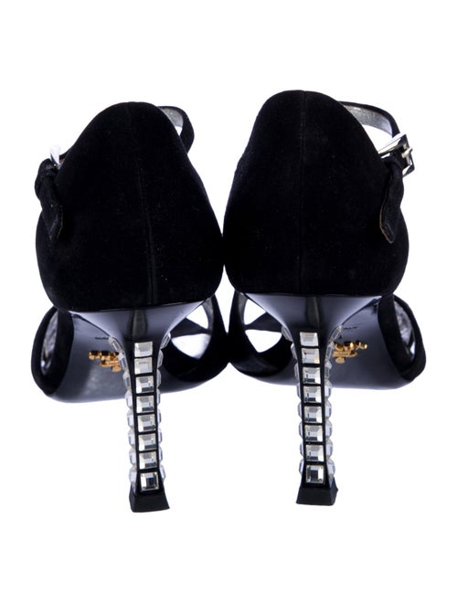 Prada Suede Crystal Embellishments Sandals