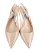 Prada Saffiano Leather Leather Trim Embellishment Slingback Pumps