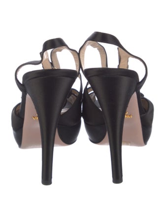 Prada Satin Beaded Accents Slingback Sandals