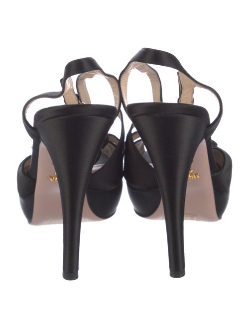Prada Satin Beaded Accents Slingback Sandals