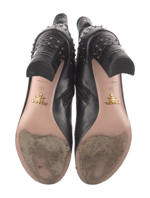Prada Leather Studded Accents Boots